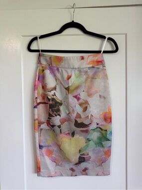 Ted Baker Pastel Watercolor Floral Pencil Skirt
